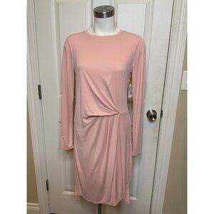 BCBG Max Azria Light Vintage Whisper Pink Roxie Soft Long Sleeve Dress, Size S